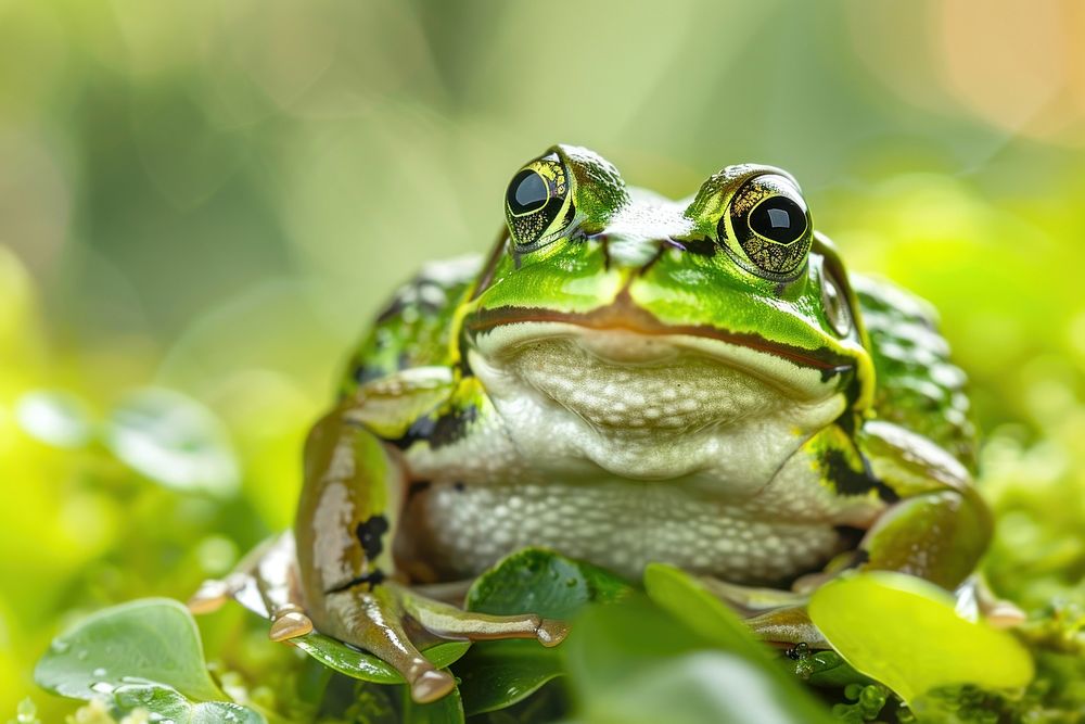 Two frog amphibian wildlife reptile.