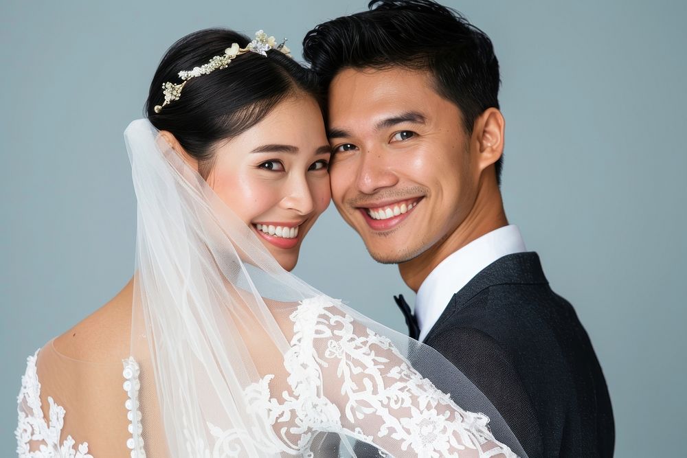 Thai couple wedding dress bridegroom.