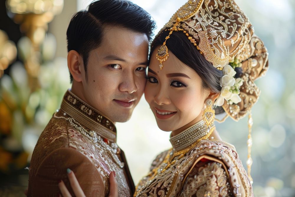 South East Asian couple wedding bridegroom person female.