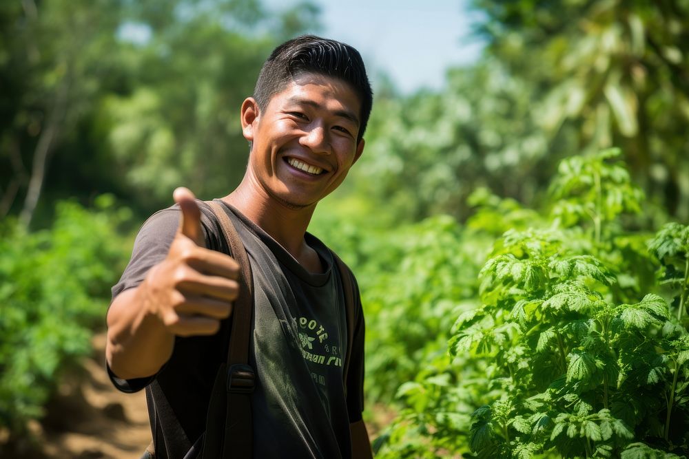 Thai farmer laughing person happy.