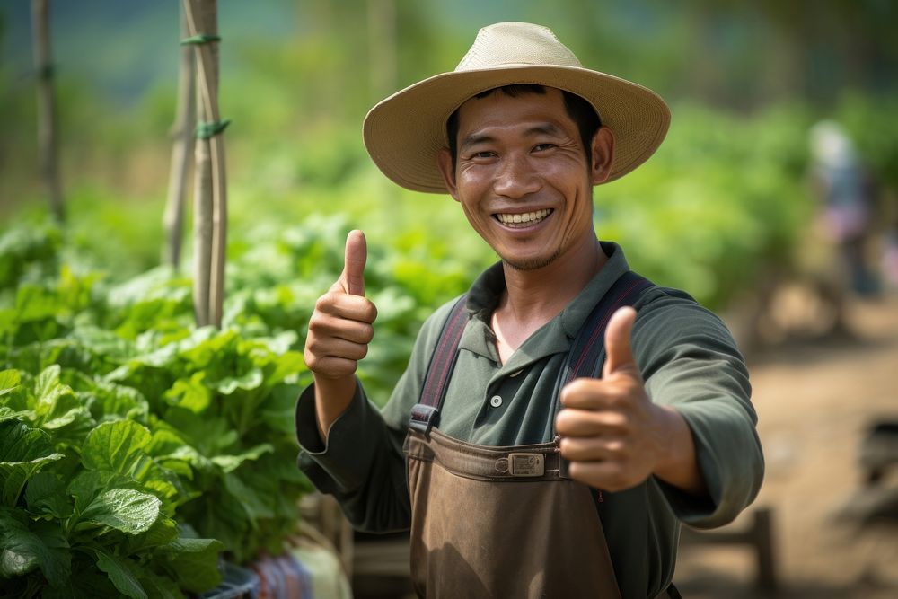 Thai farmer gardening outdoors finger.