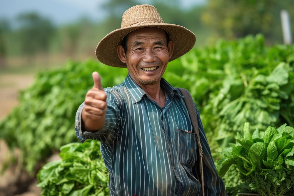 Thai farmer gardening outdoors nature.