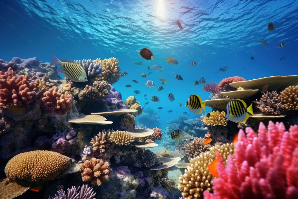 Coral reef fish underwater outdoors.