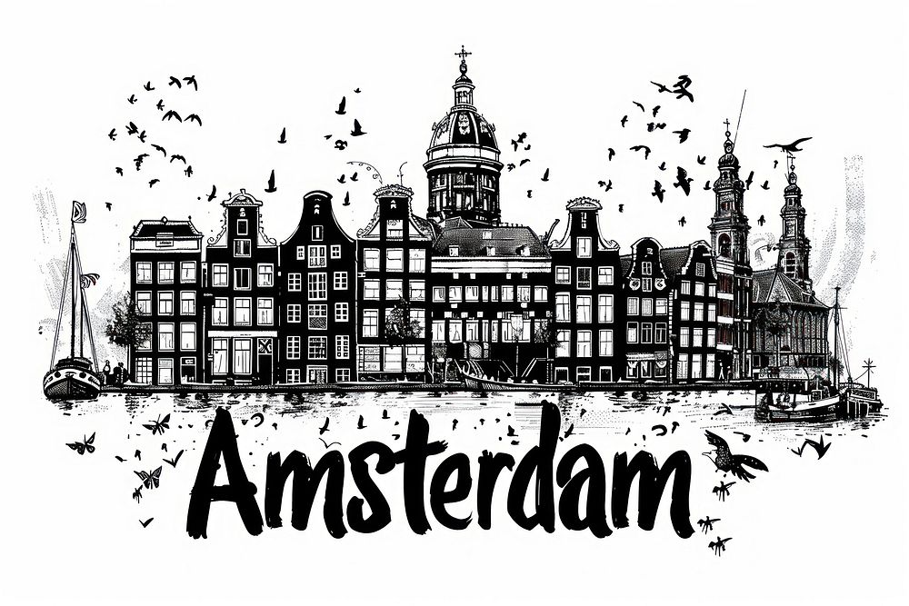 Amsterdam city transportation illustrated.