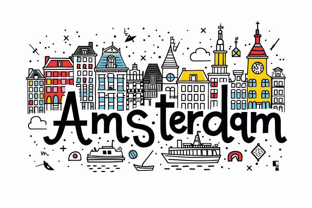 Amsterdam city neighborhood illustrated.