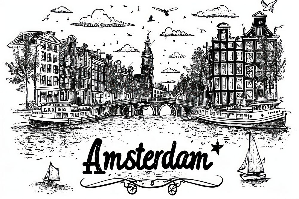 Amsterdam city transportation illustrated.