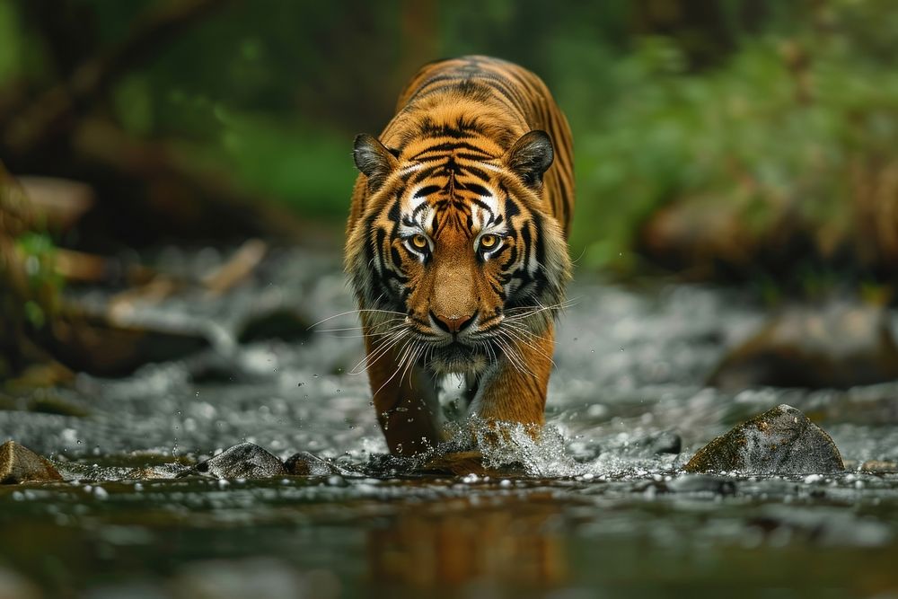 Wild animal tiger wildlife outdoors.