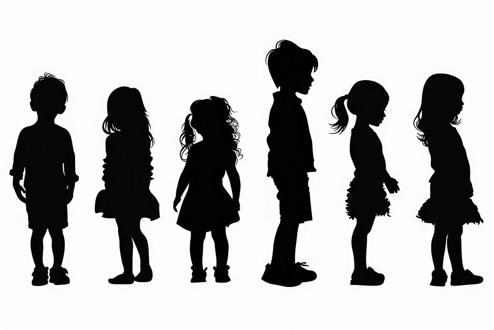 Children silhouette clothing footwear.