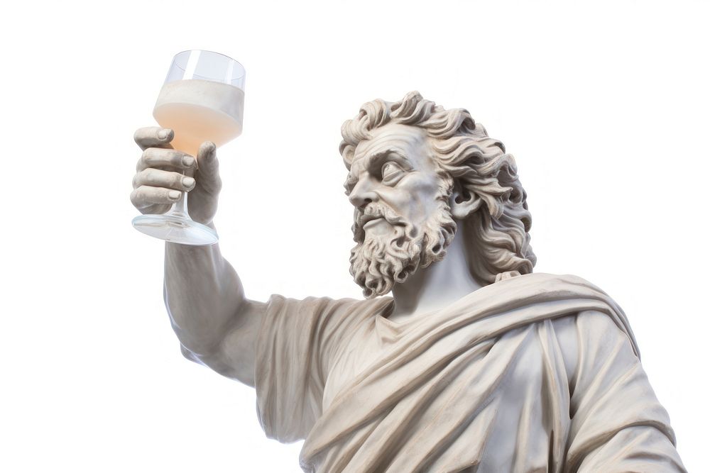 Greek sculpture drinking statue beverage person.