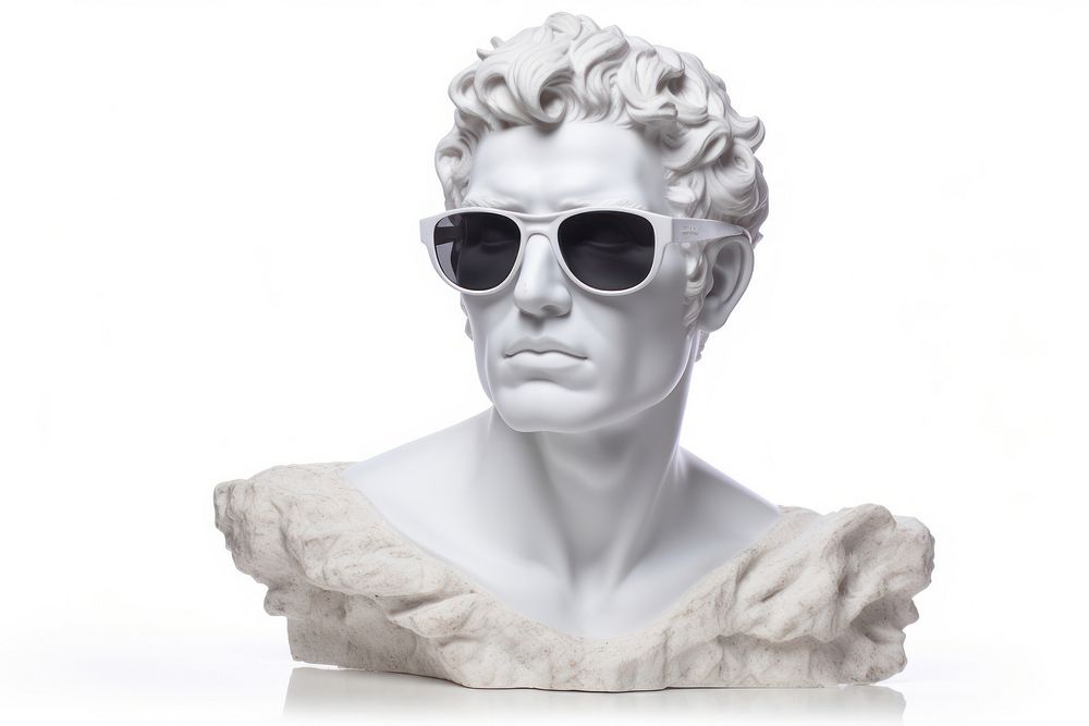 Greek sculpture wearing sunglasses statue accessories photography.
