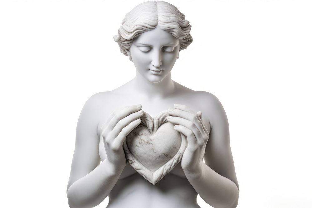 Greek sculpture with hands in heart shape photography portrait female.