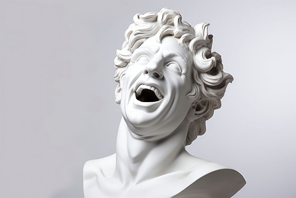 Happy Greek sculpture statue photography portrait.