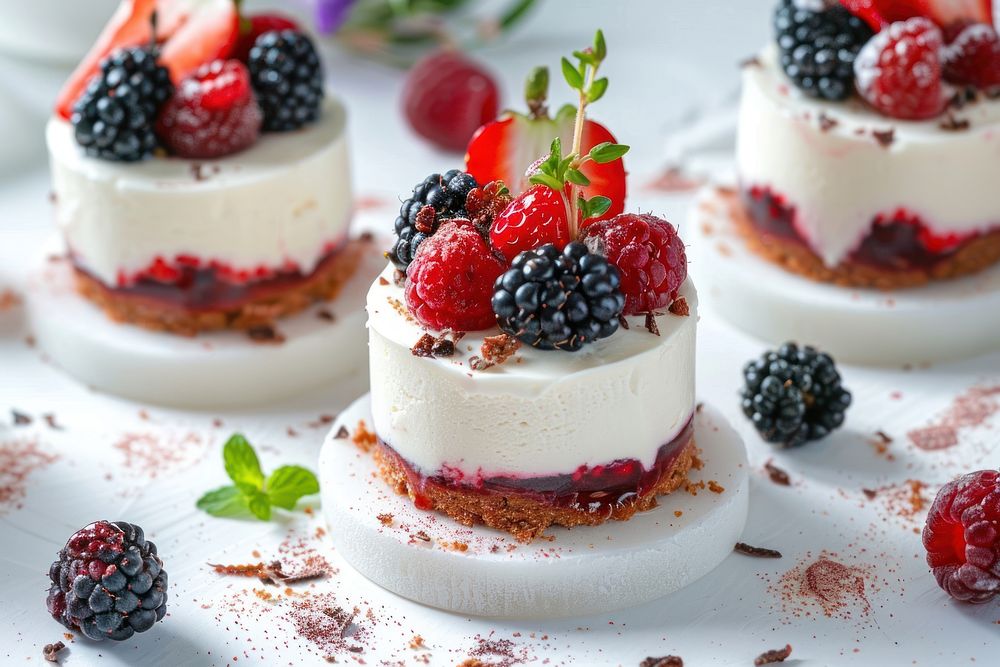 Desserts mousse fruit blackberry.