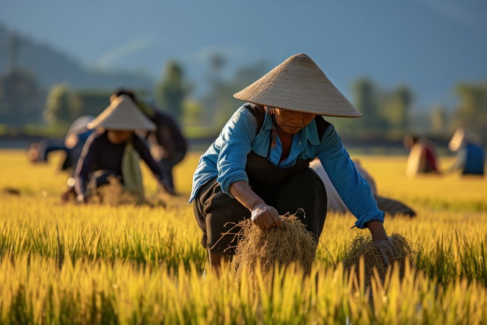 South east asian farmer harvest countryside agriculture.