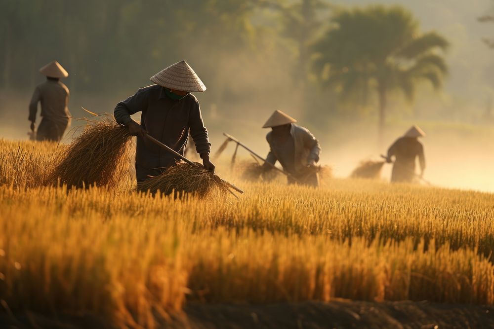 South east asian farmer harvest agriculture countryside.