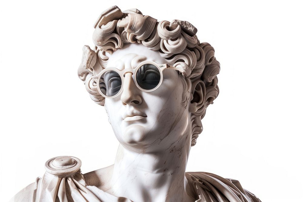 Greek sculpture wearing a sunglasses portrait statue photography.