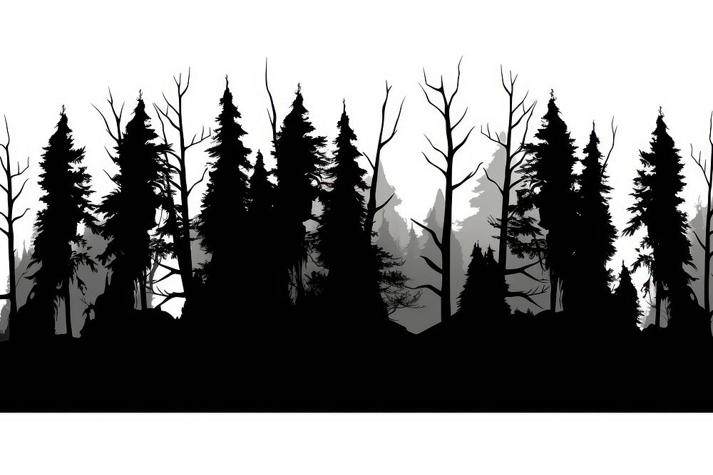 Scary forest silhouette vegetation conifer.