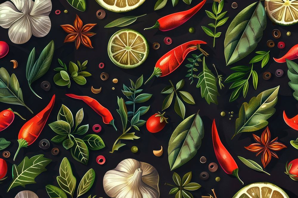 Spices painting graphics produce.