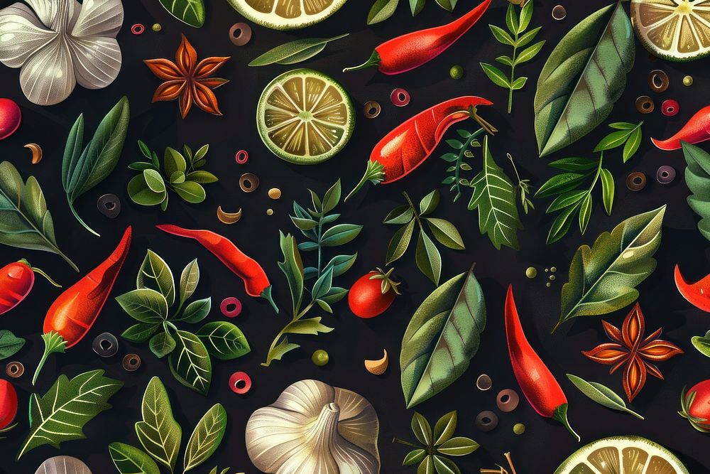 Spices painting graphics produce. | Free Photo Illustration - rawpixel