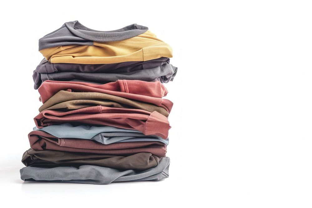 Stack of clothes t-shirt sweatshirt clothing.