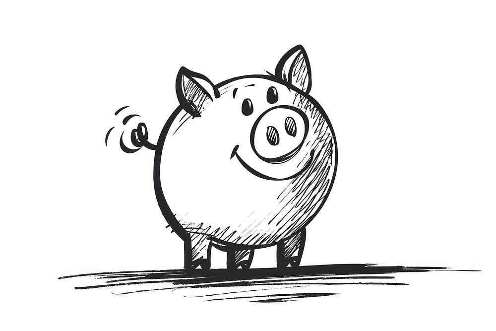 Minimal illustration of Piggy Bank illustrated piggy bank .