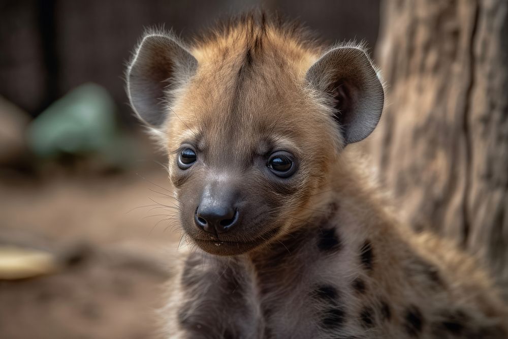 Baby hyena wildlife animal canine.