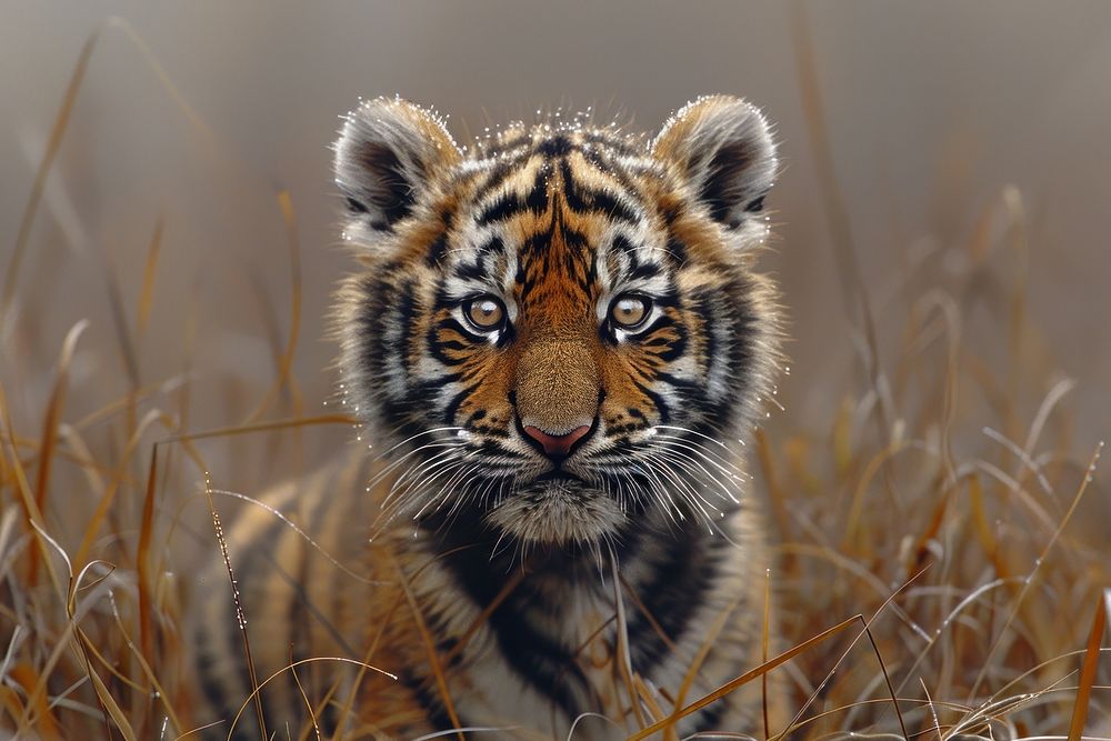 Cute baby tiger wildlife animal mammal.