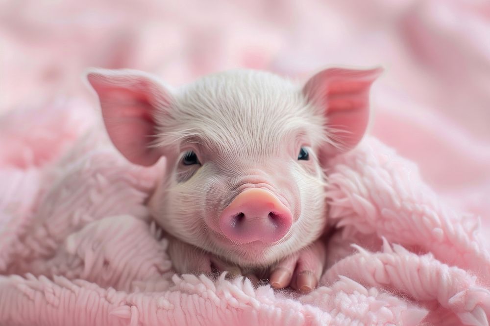 Cute baby pig animal mammal hog.