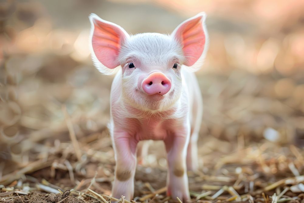Cute baby pig animal mammal hog.