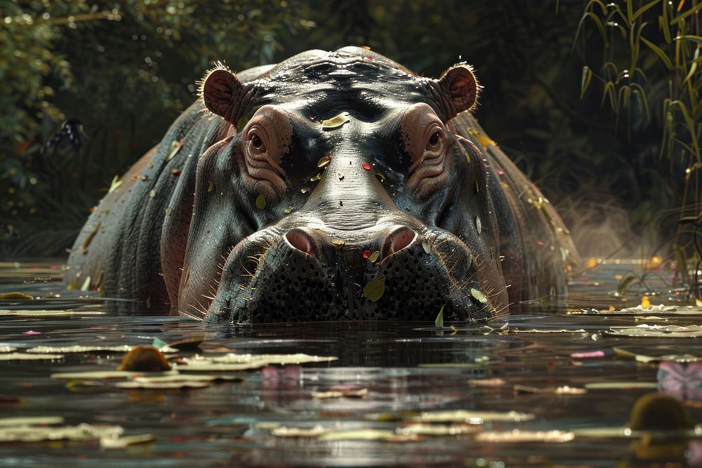 Hippopotamus hippo wildlife animal.