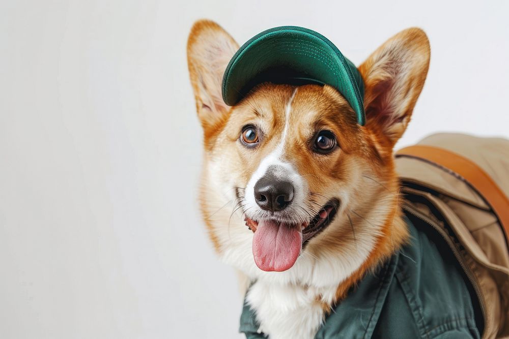 Corgi dog deliveryman clothing apparel animal.