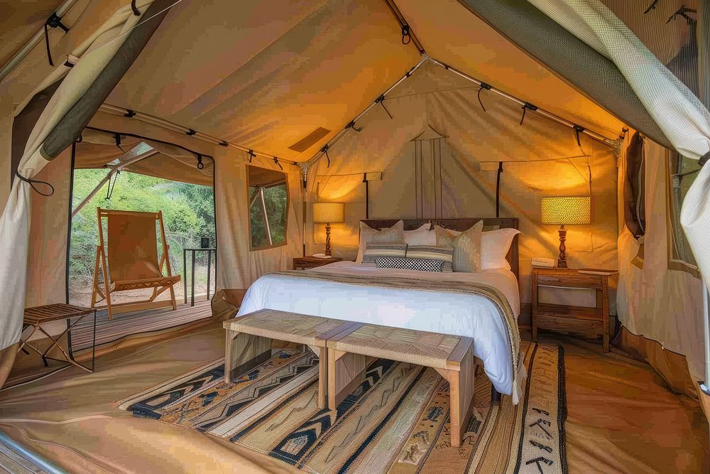 Tent resort furniture bedroom indoors.