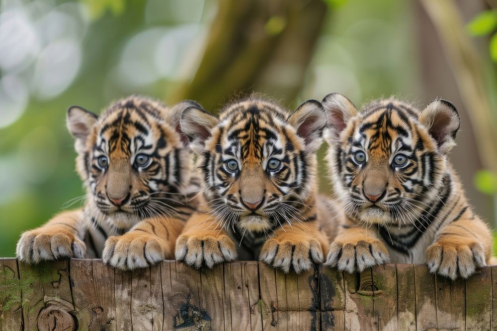 Cute baby tigers wildlife animal mammal.