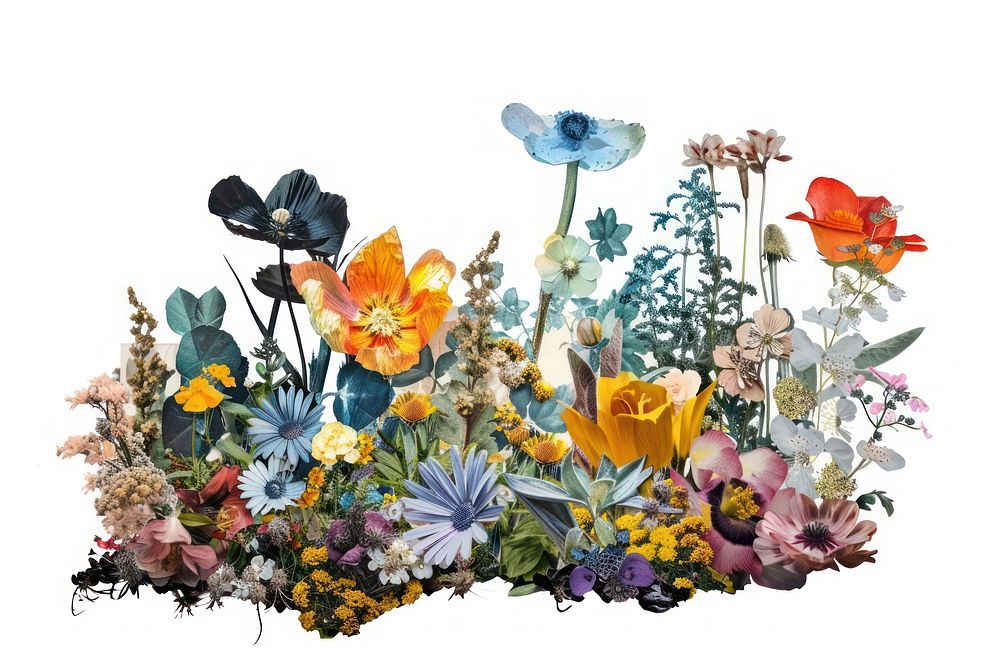 A meadow collage cutouts asteraceae graphics painting.