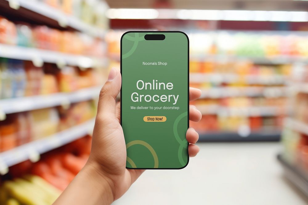 Online grocery shopping application on phone