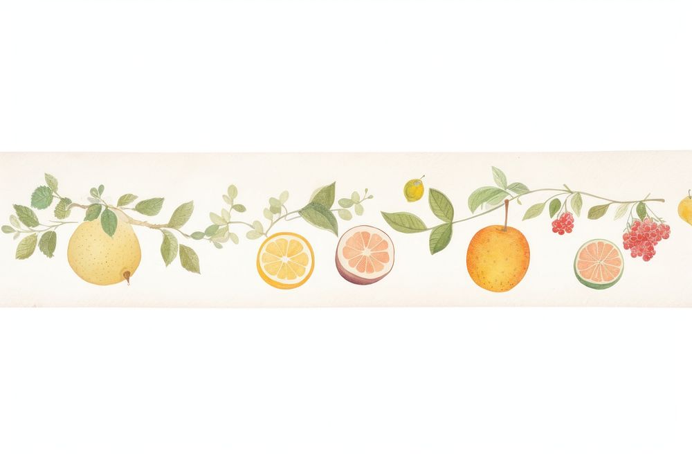 Fruits pattern washi tape grapefruit lemon plant.