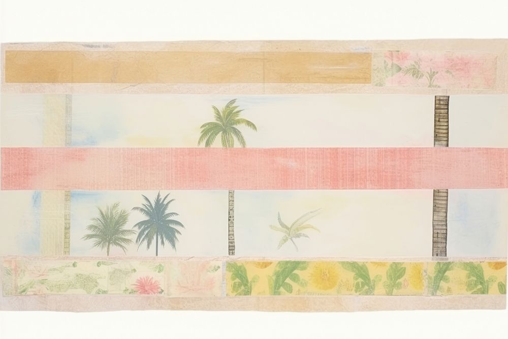 Tropical washi tape painting paper art.