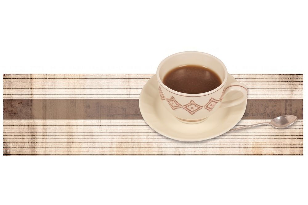 Coffee heart pattern washi tape saucer spoon drink.