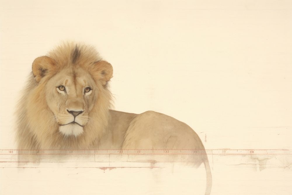 Lion vintage illustration wildlife mammal animal.