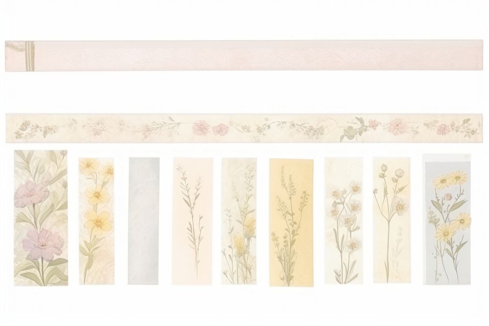 Spring glower washi tape pattern art white background.