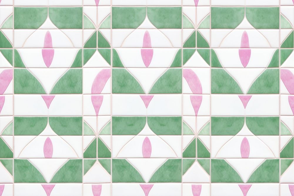 Pink lotus tile pattern mosaic art.
