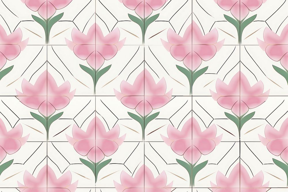 Pink lotus tile pattern graphics art floral design.