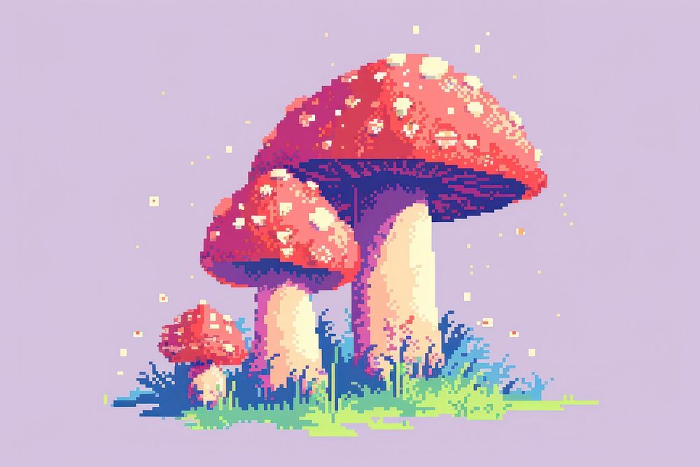 Toadstool pixel art wildlife mushroom.
