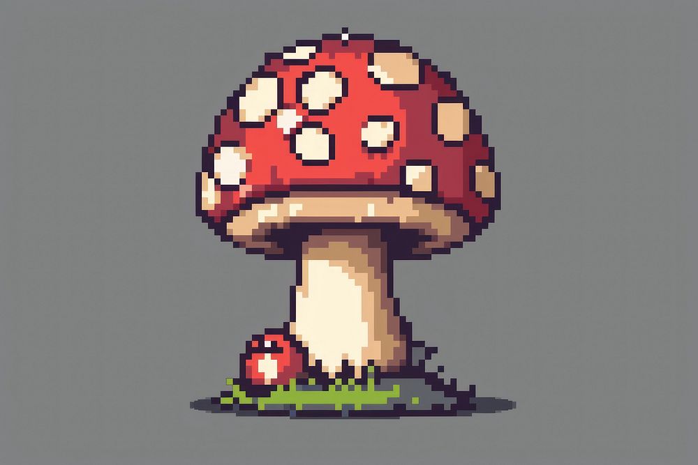 Toadstool pixel mushroom amanita agaric.