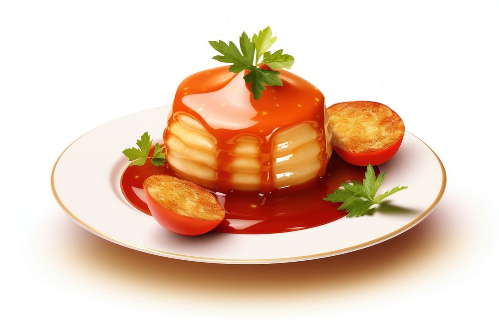 Food ketchup dessert plate.