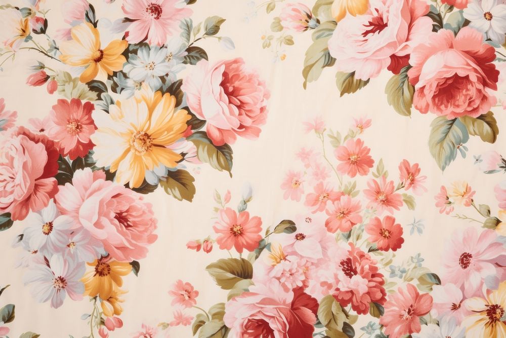 Floral pastel fabric graphics painting pattern.