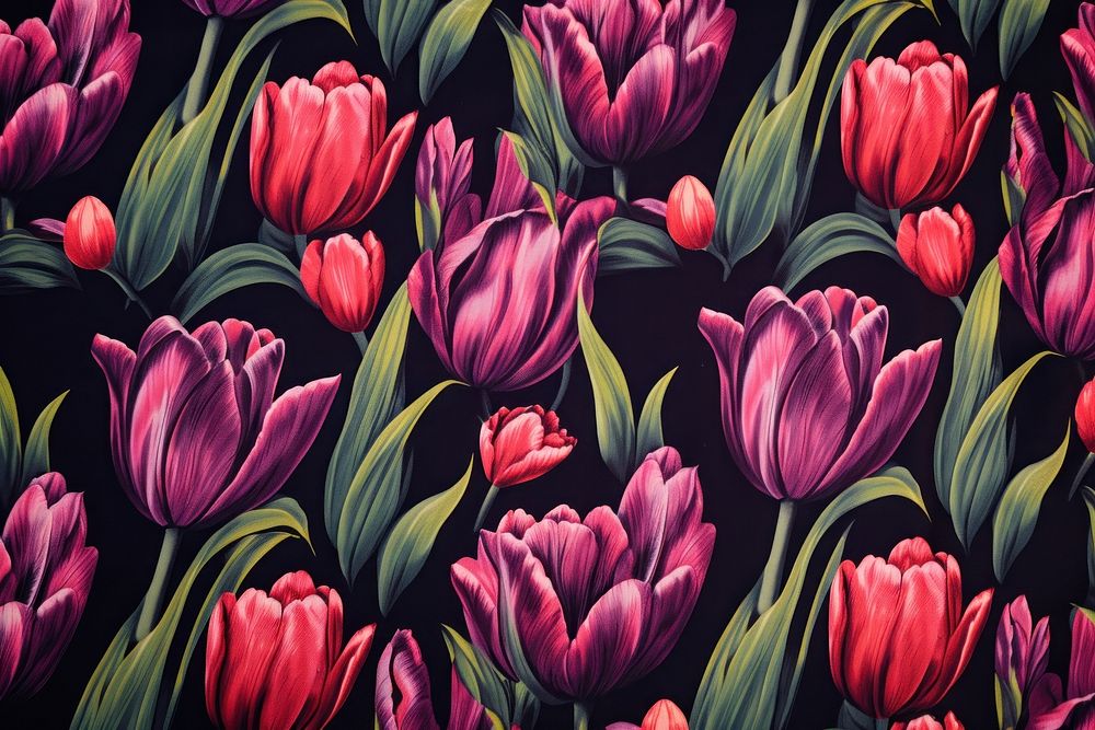 Tulip pattern fabric texture painting outdoors blossom.