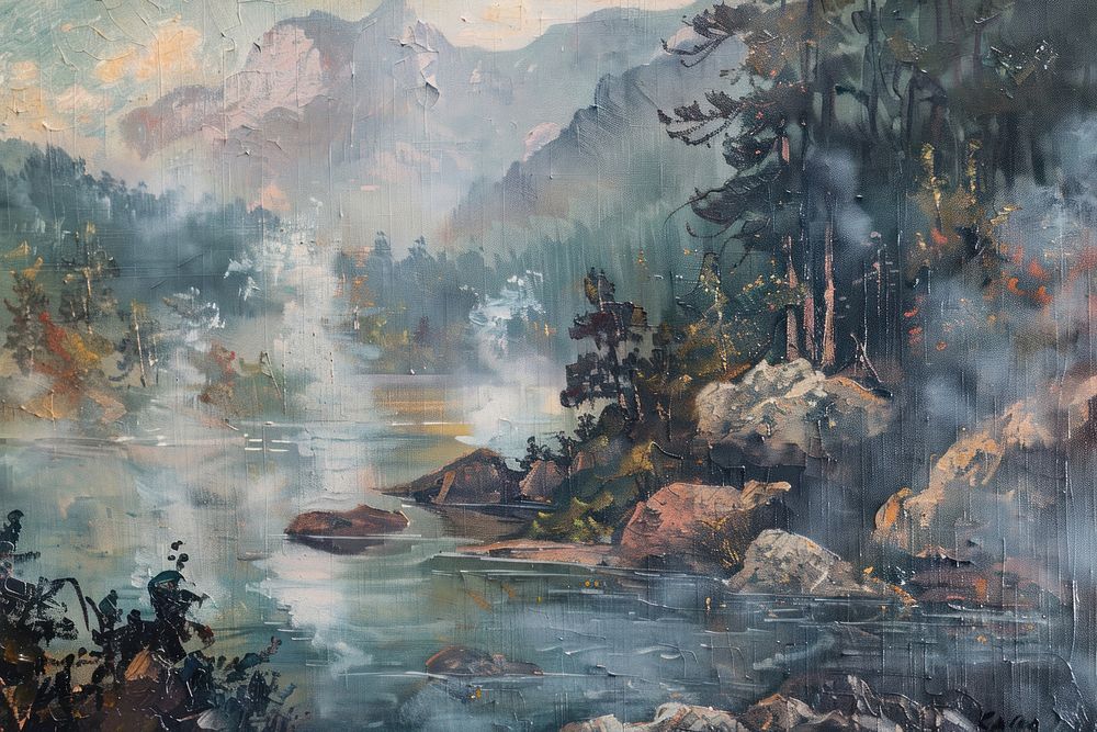 Hot spring painting outdoors nature.