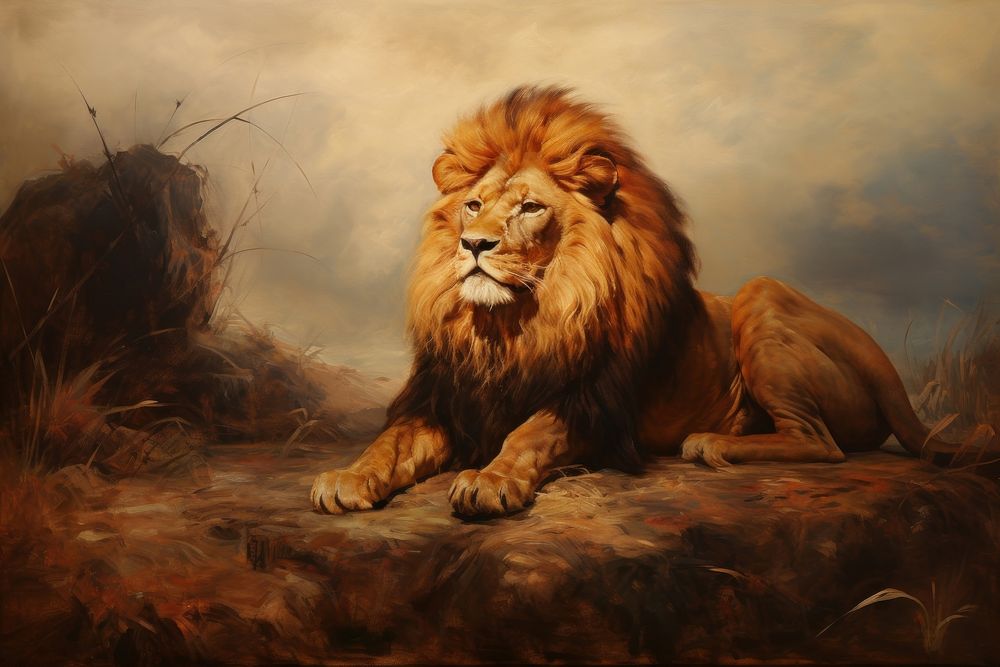 Lion painting lion livestock.