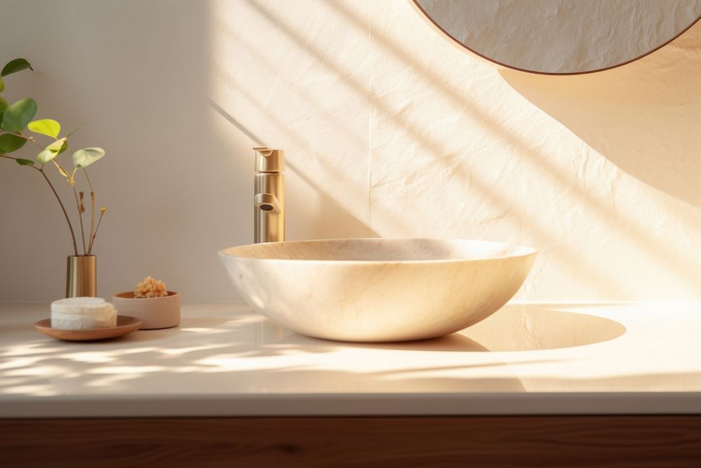 White stone mable vanity counter basin bathing sink.
